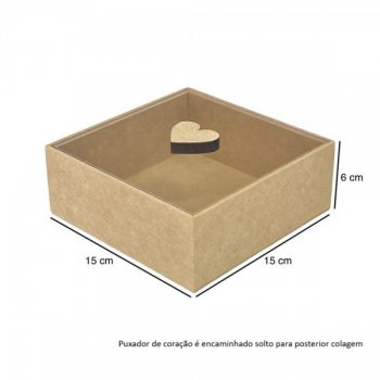 CAIXA TAMPA ACRILICO 15X15X6 C/ CORACAO REF.21