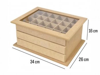 COMODA C/ VIDRO C/3 GAV 34X26X16 REF.71