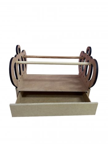 PORTA TIARA E LACOS  C/ GAVETA COROA 26X15X21CM